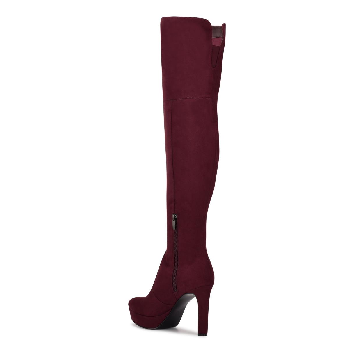 Women's Nine West Gotcha Over the Knee Platform Boots Burgundy | MGWF23950