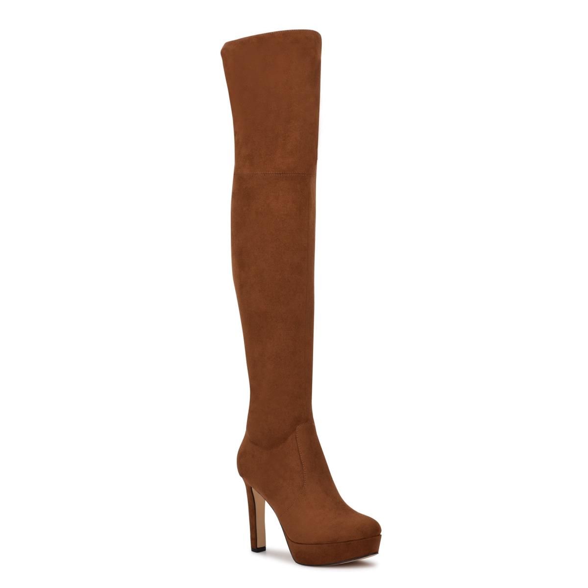 Women's Nine West Gotcha Over the Knee Platform Boots Brown | MRVX58476