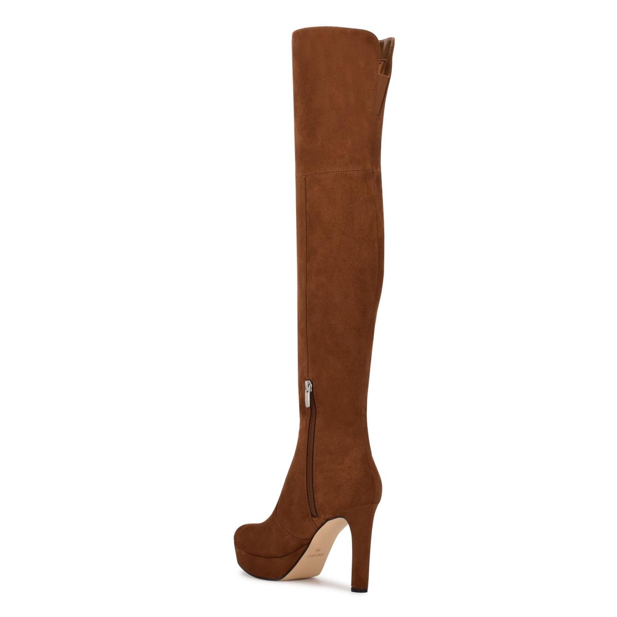 Women's Nine West Gotcha Over the Knee Platform Boots Brown | MRVX58476