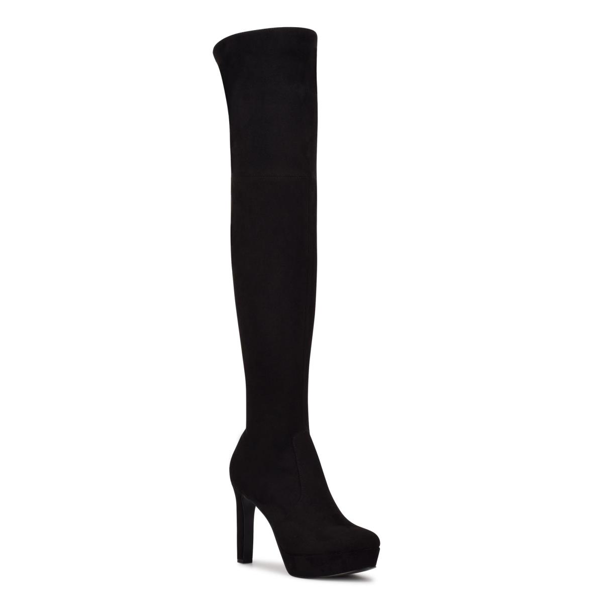 Women's Nine West Gotcha Over the Knee Platform Boots Black | SRKN50897