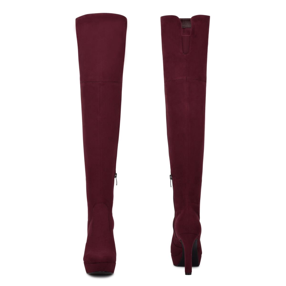 Women's Nine West Gotcha Wide Calf Over the Knee Platform Boots Burgundy | WQME60541