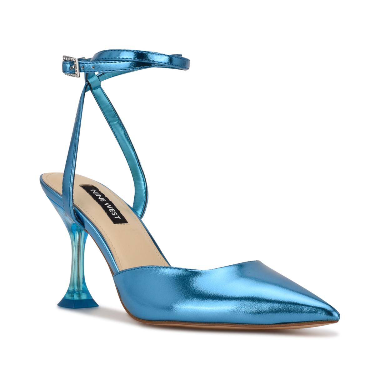 Women's Nine West Harlowe Ankle Strap Pumps Blue | XART60832