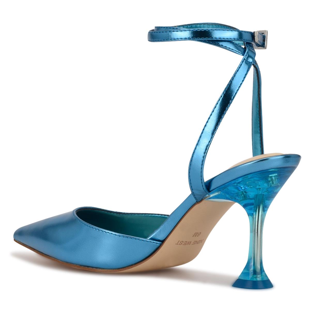 Women's Nine West Harlowe Ankle Strap Pumps Blue | XART60832