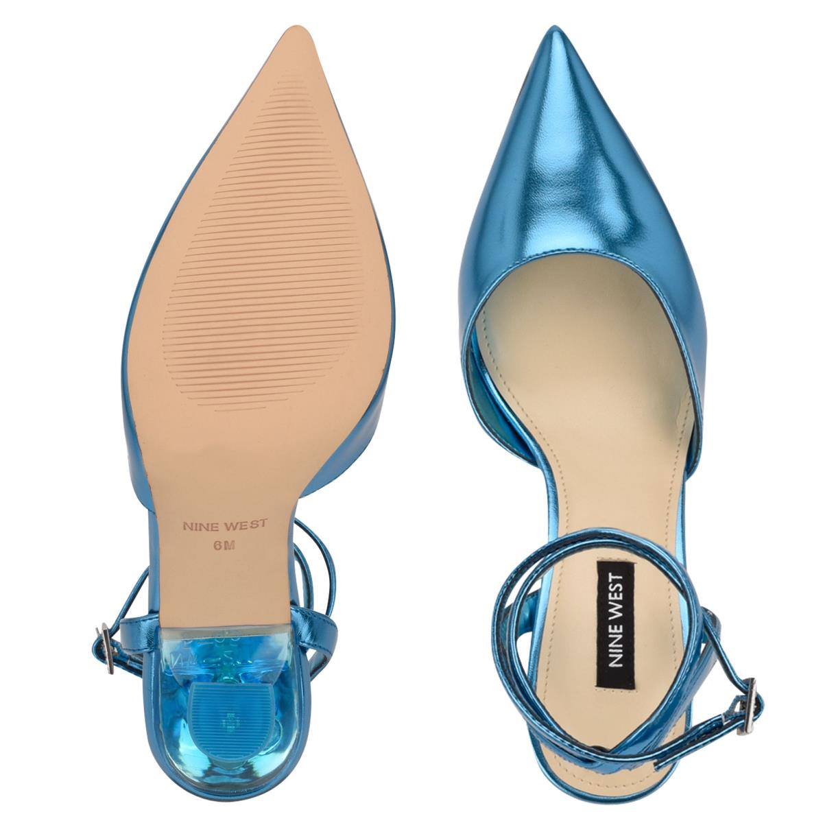 Women's Nine West Harlowe Ankle Strap Pumps Blue | XART60832