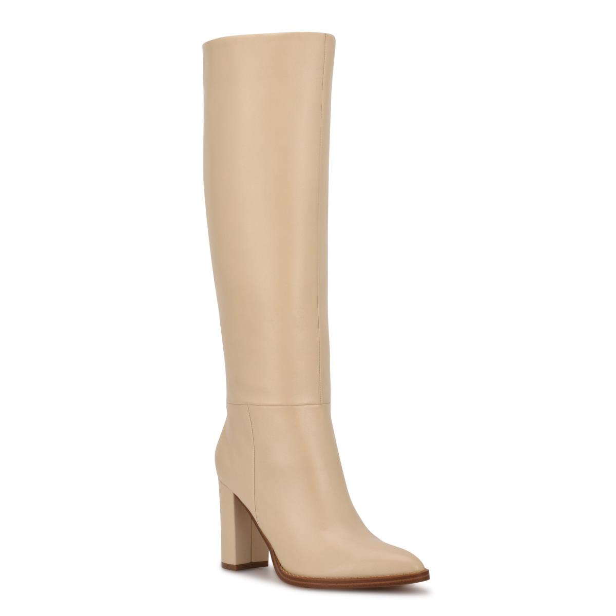 Women's Nine West Hiya Heeled Boots Cream | GJOF96210