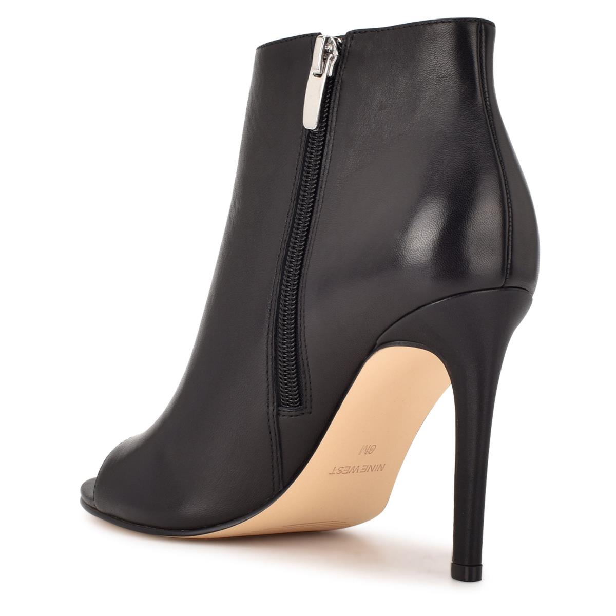 Women's Nine West Izip Peep toe Booties Black | JIPK98512