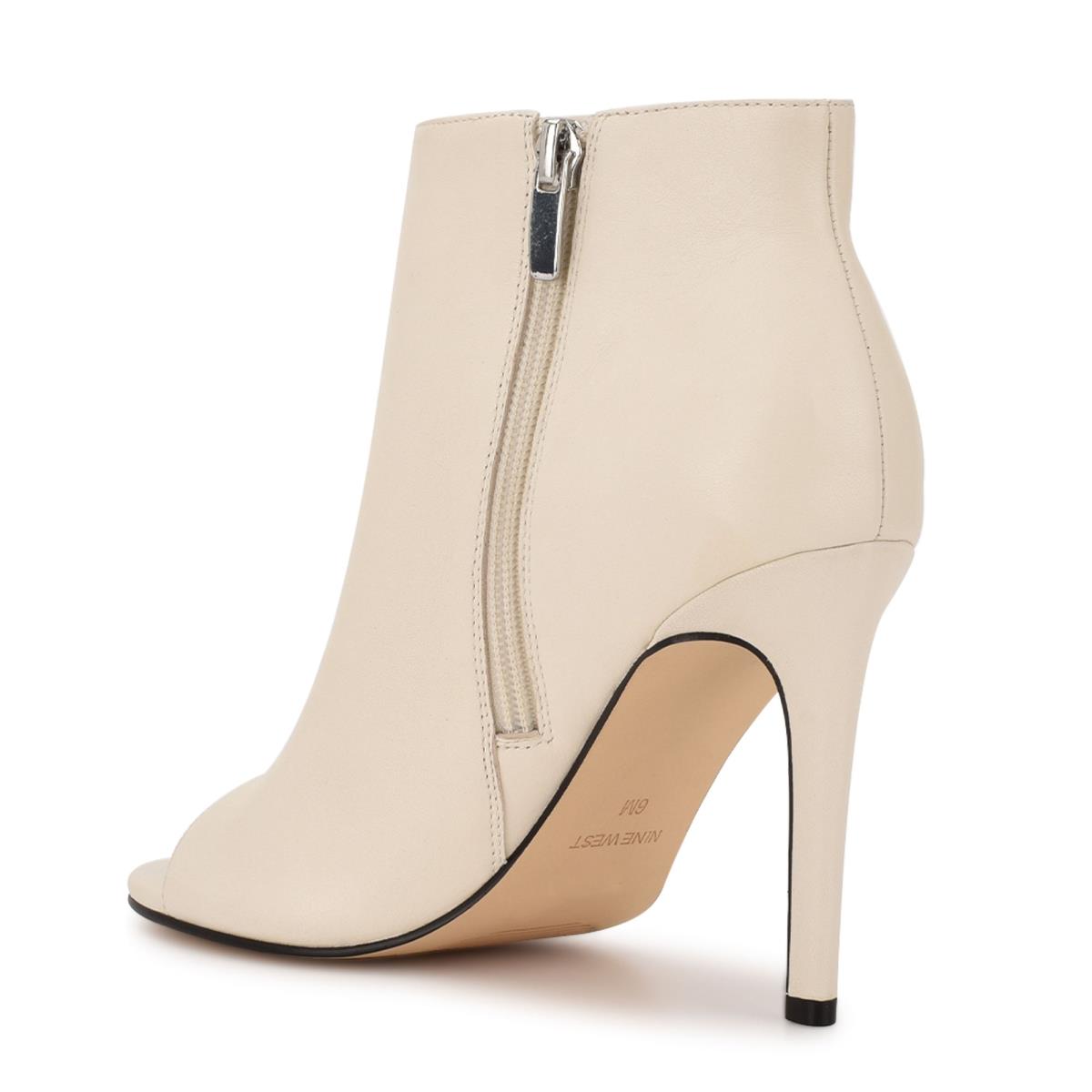 Women's Nine West Izip Peep toe Booties Cream | LFOY57401