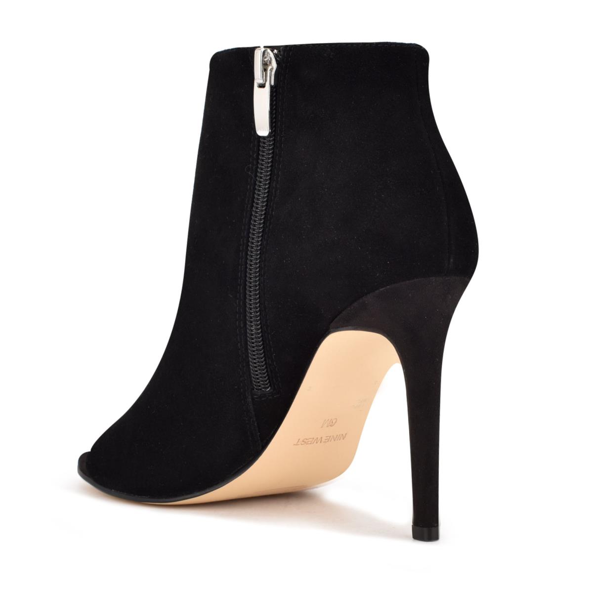 Women's Nine West Izip Peep toe Booties Black | WRKC27386