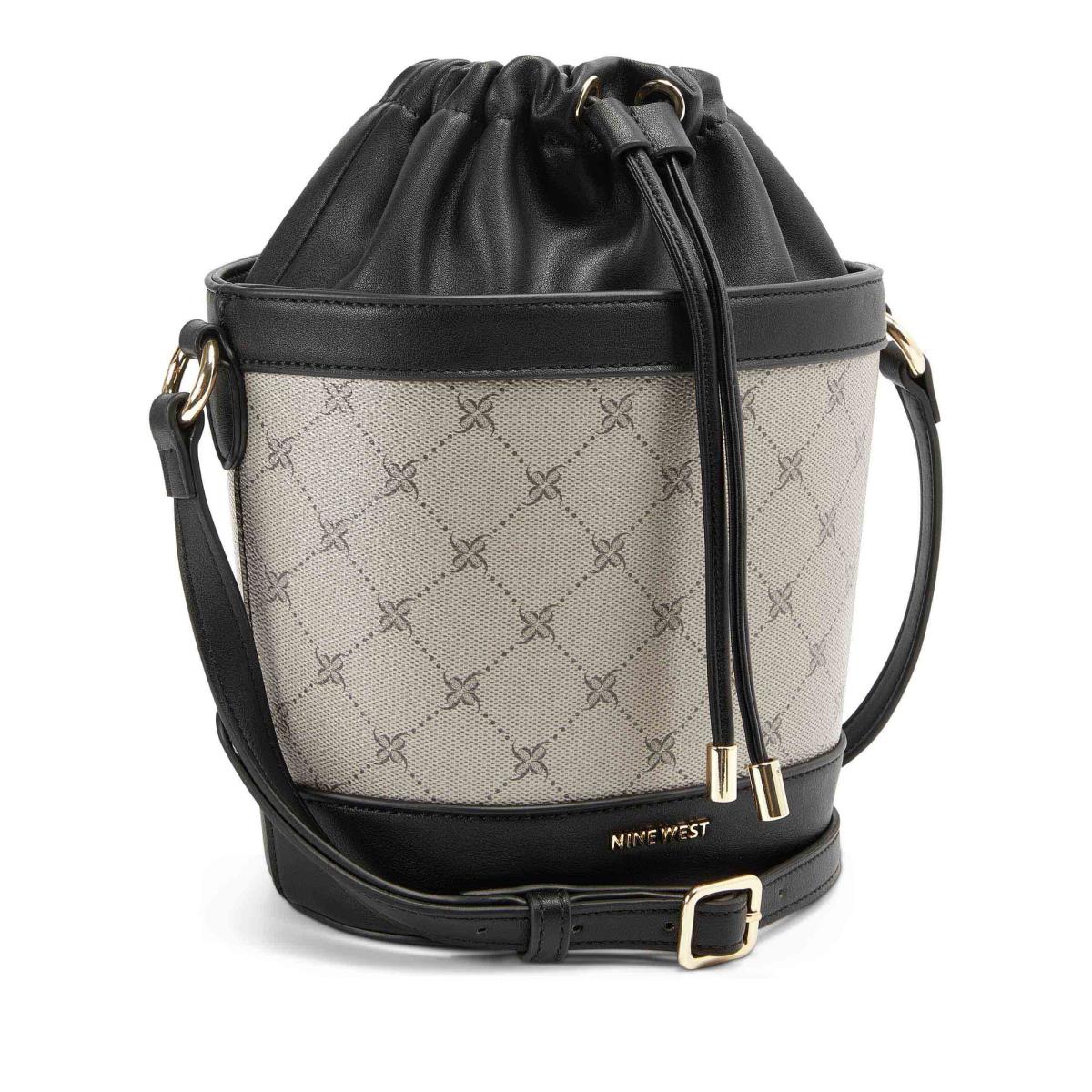 Women's Nine West Laylin Drawstring Bucket Crossbody Bags Black | CSEW03957