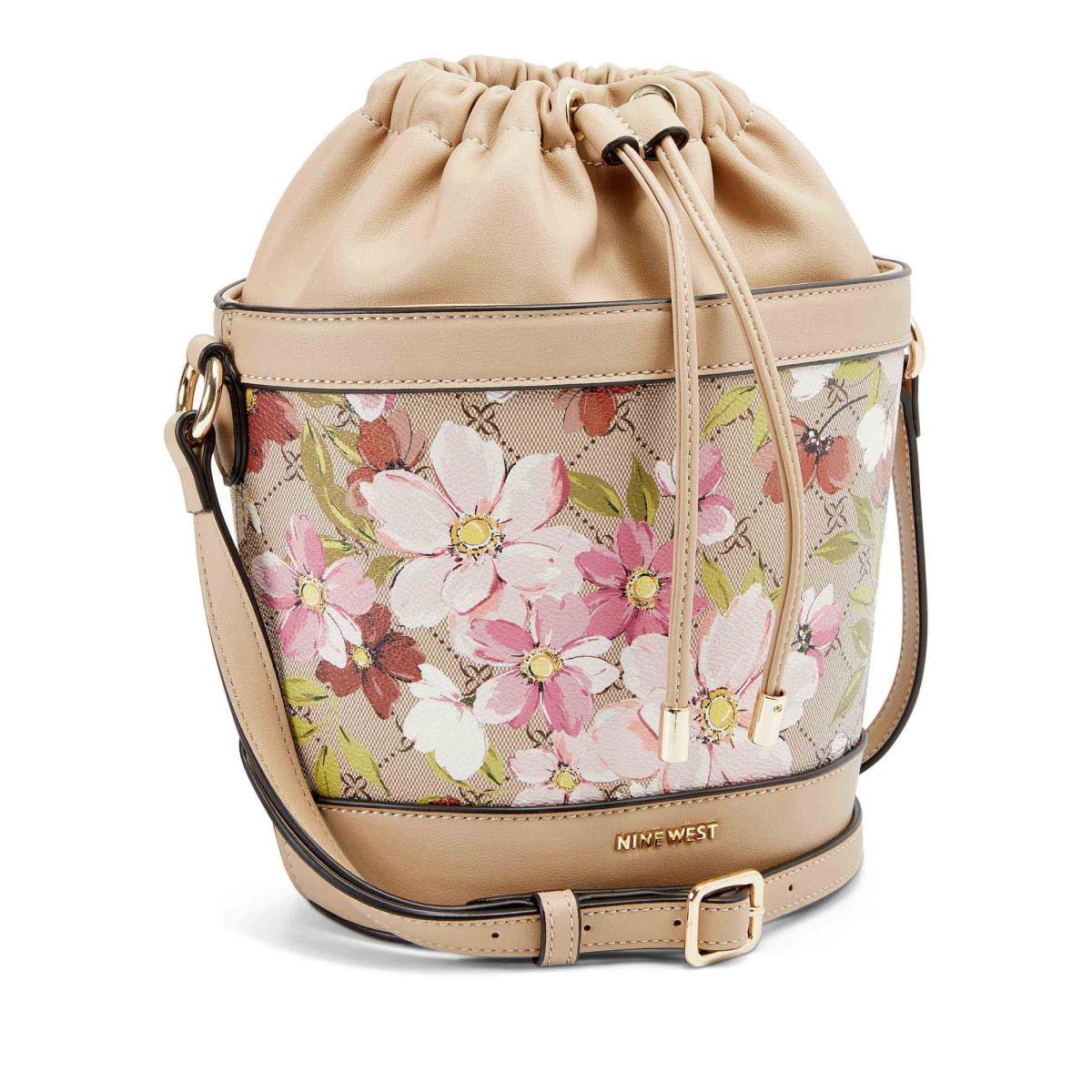 Women's Nine West Laylin Drawstring Bucket Crossbody Bags Flower | HSLF29503