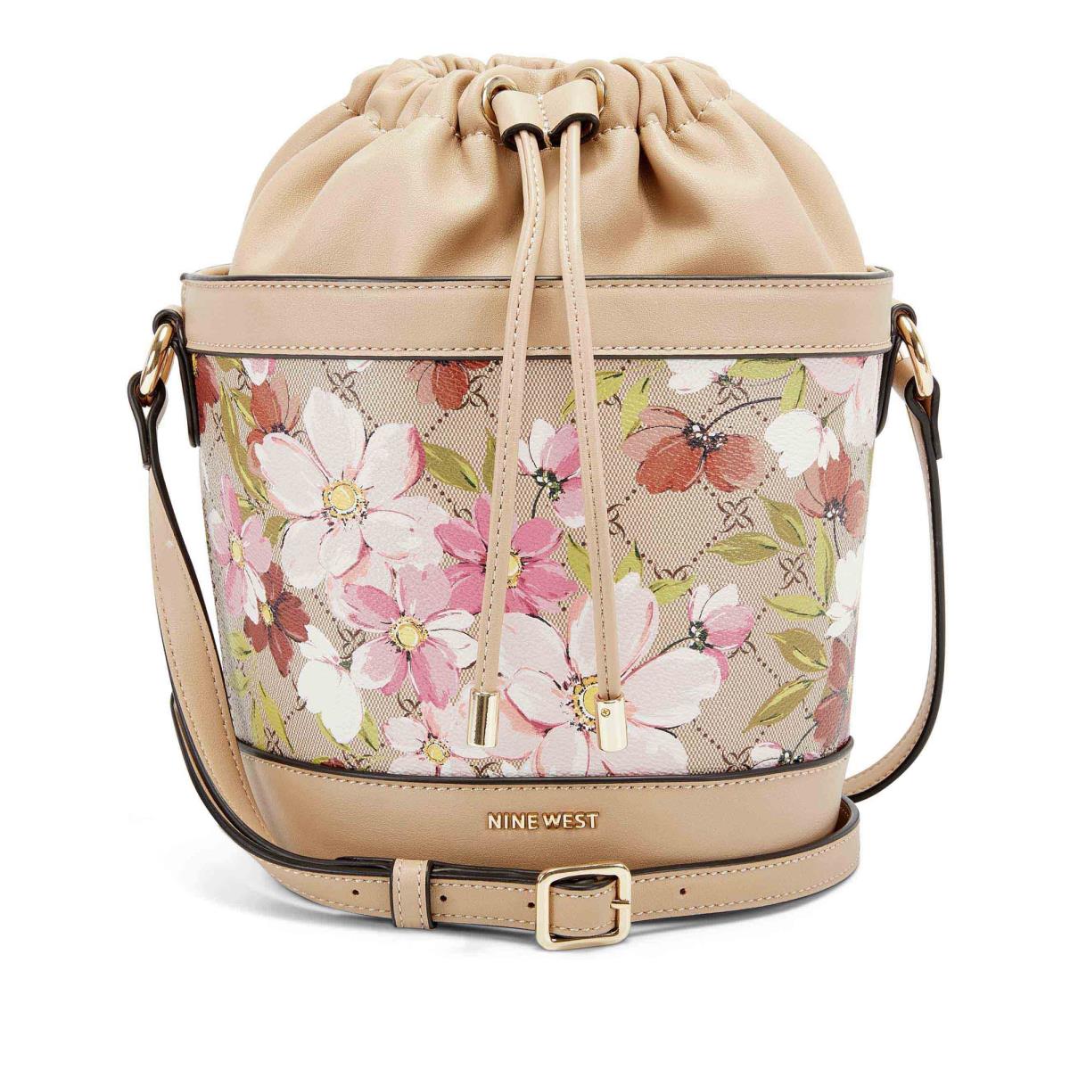 Women\'s Nine West Laylin Drawstring Bucket Crossbody Bags Flower | HSLF29503