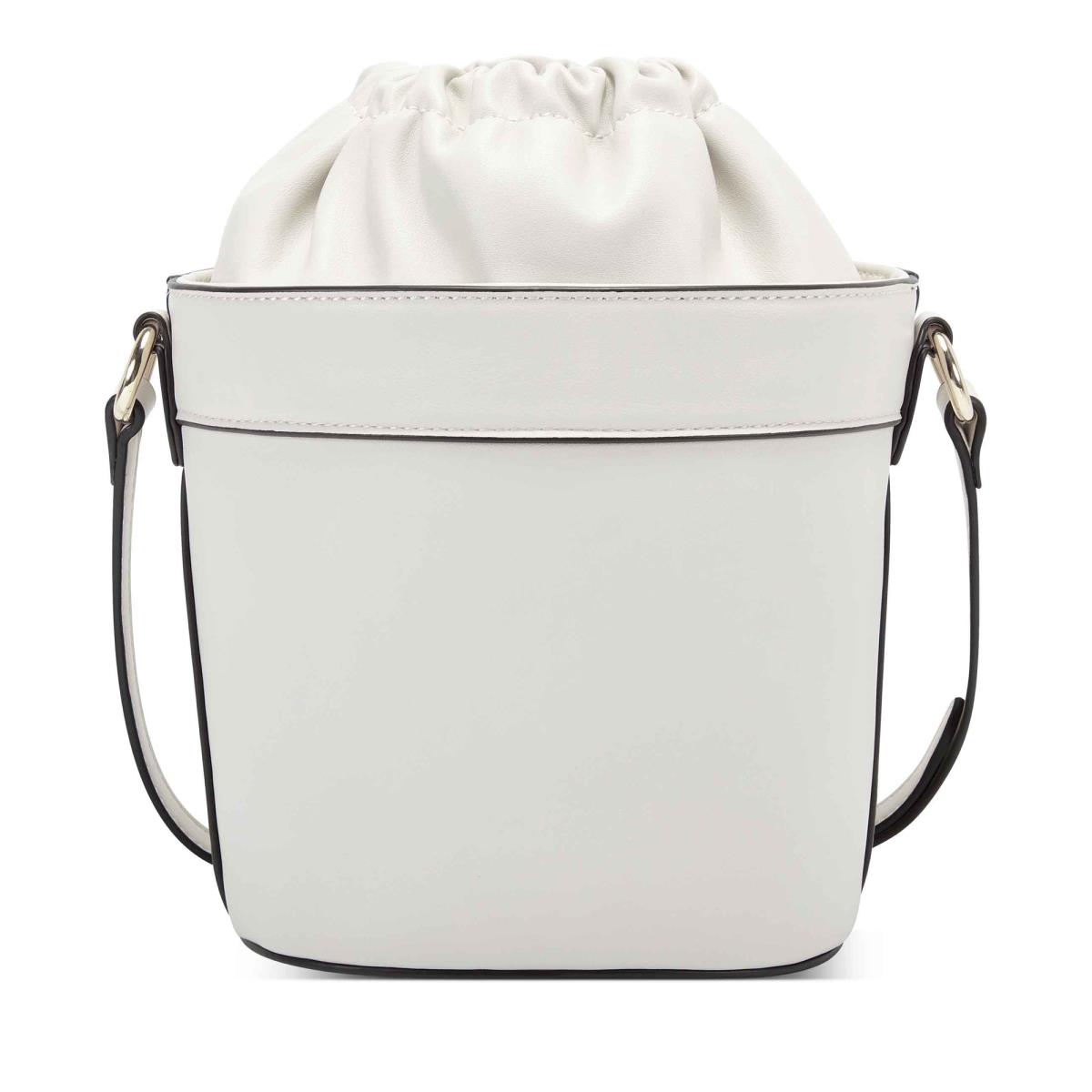 Women's Nine West Laylin Drawstring Bucket Crossbody Bags White | OSNR63485