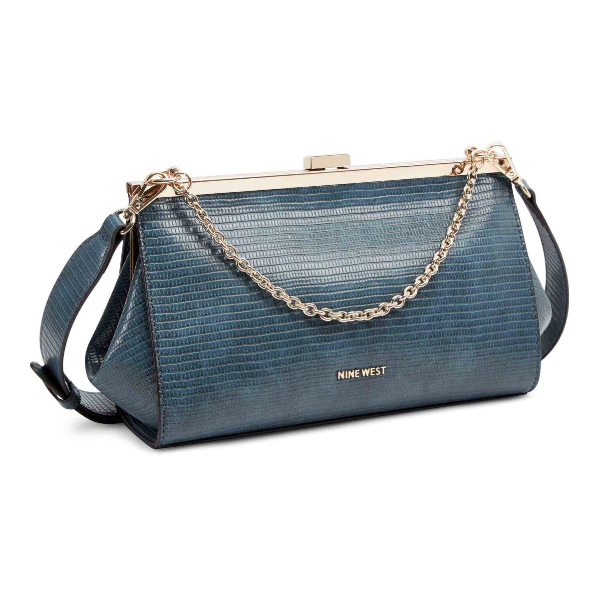 Women's Nine West Mallorie Fram Crossbody Bags Blue | QTVU06532