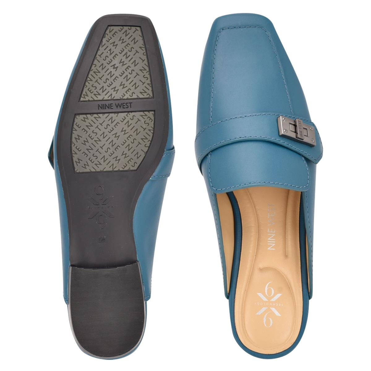 Women's Nine West Neat 9x9 Loafer Mules Turquoise | SCXN75342