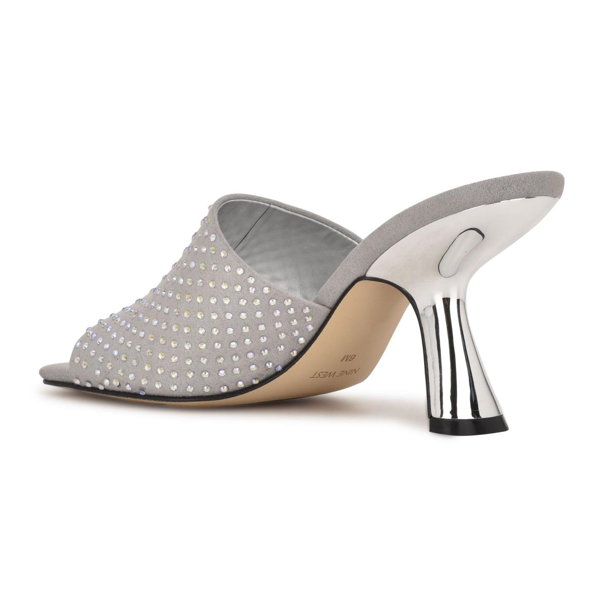 Women's Nine West Partie Heeled Slide Sandals Grey | ITQA25136