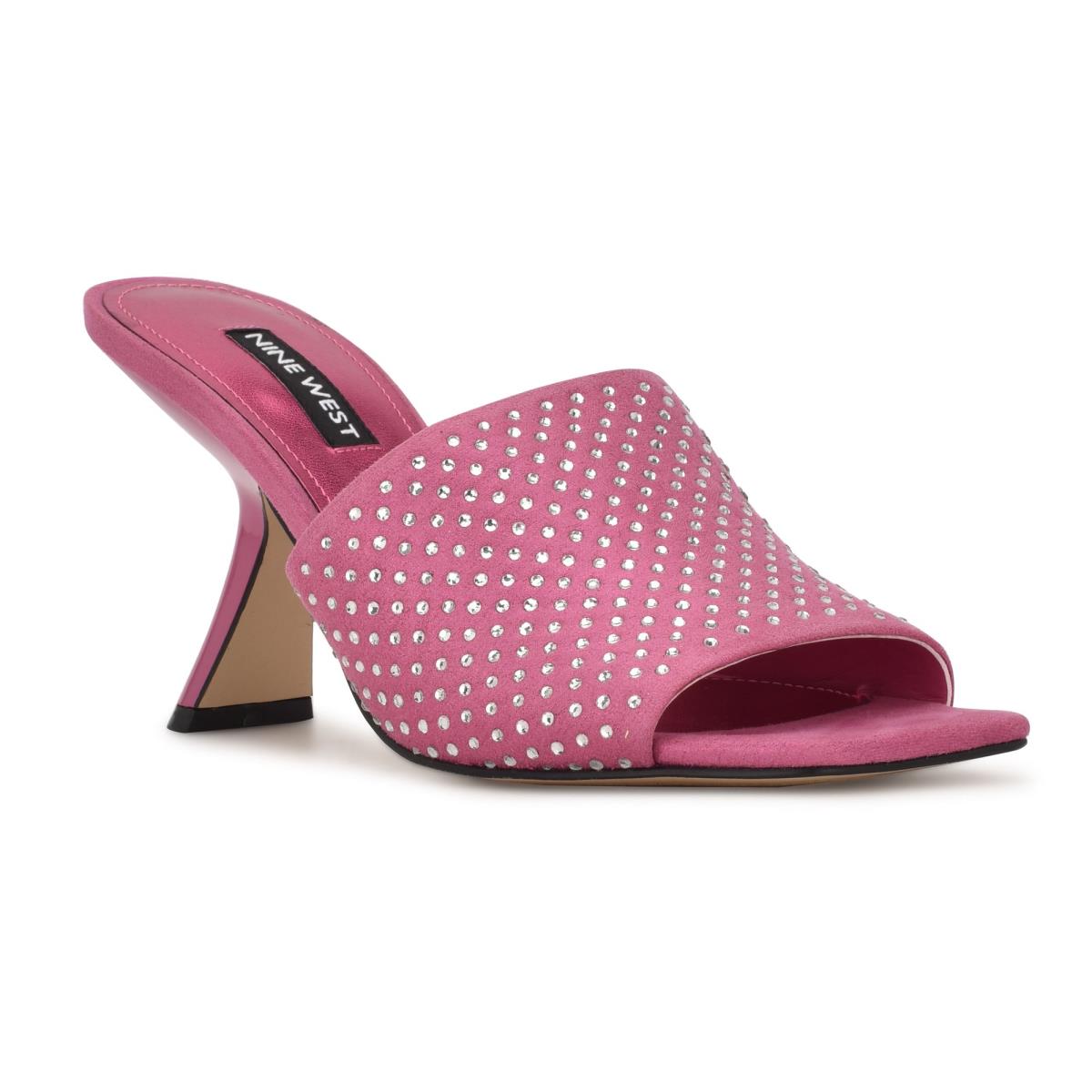 Women's Nine West Partie Heeled Slide Sandals Pink | PTVM05164