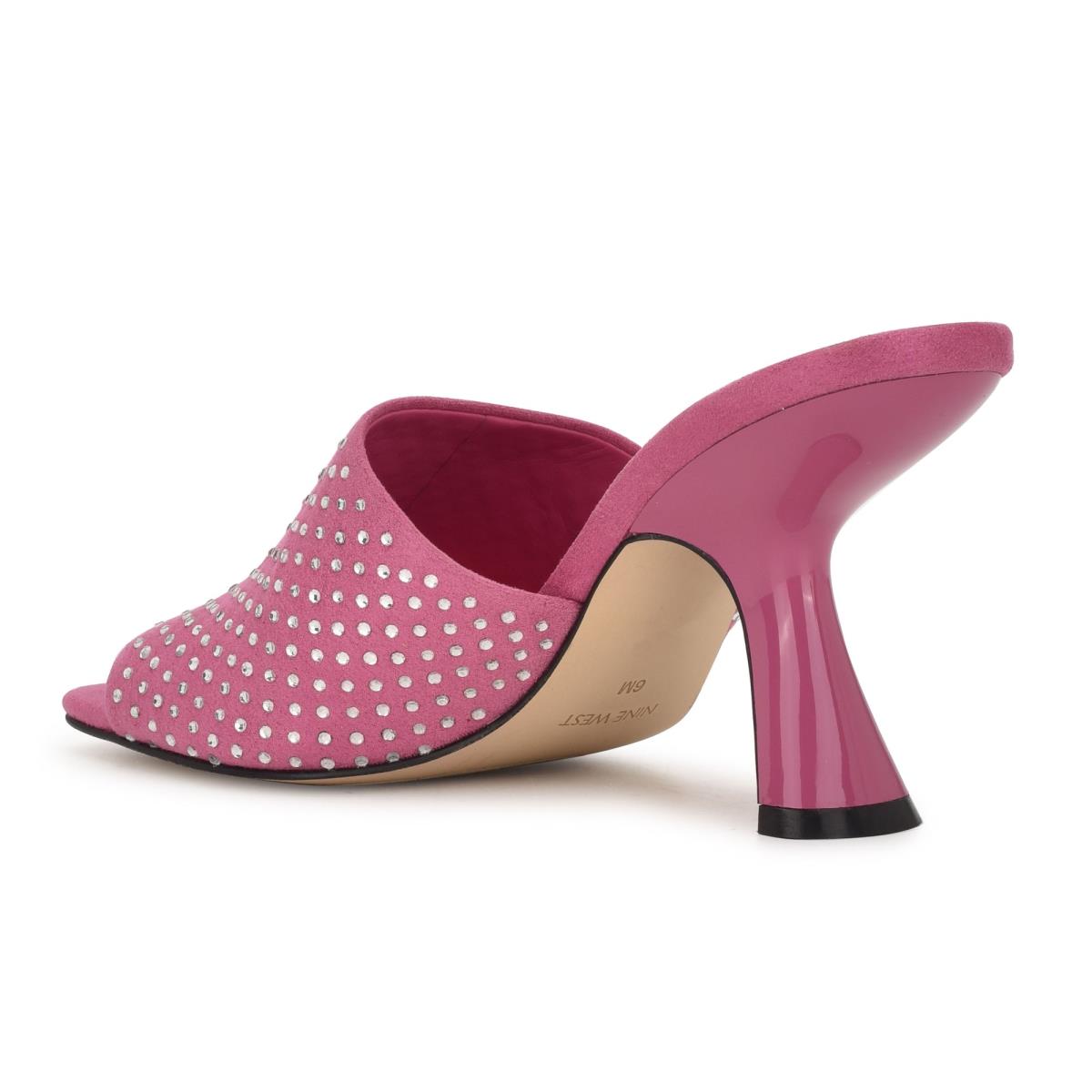 Women's Nine West Partie Heeled Slide Sandals Pink | PTVM05164