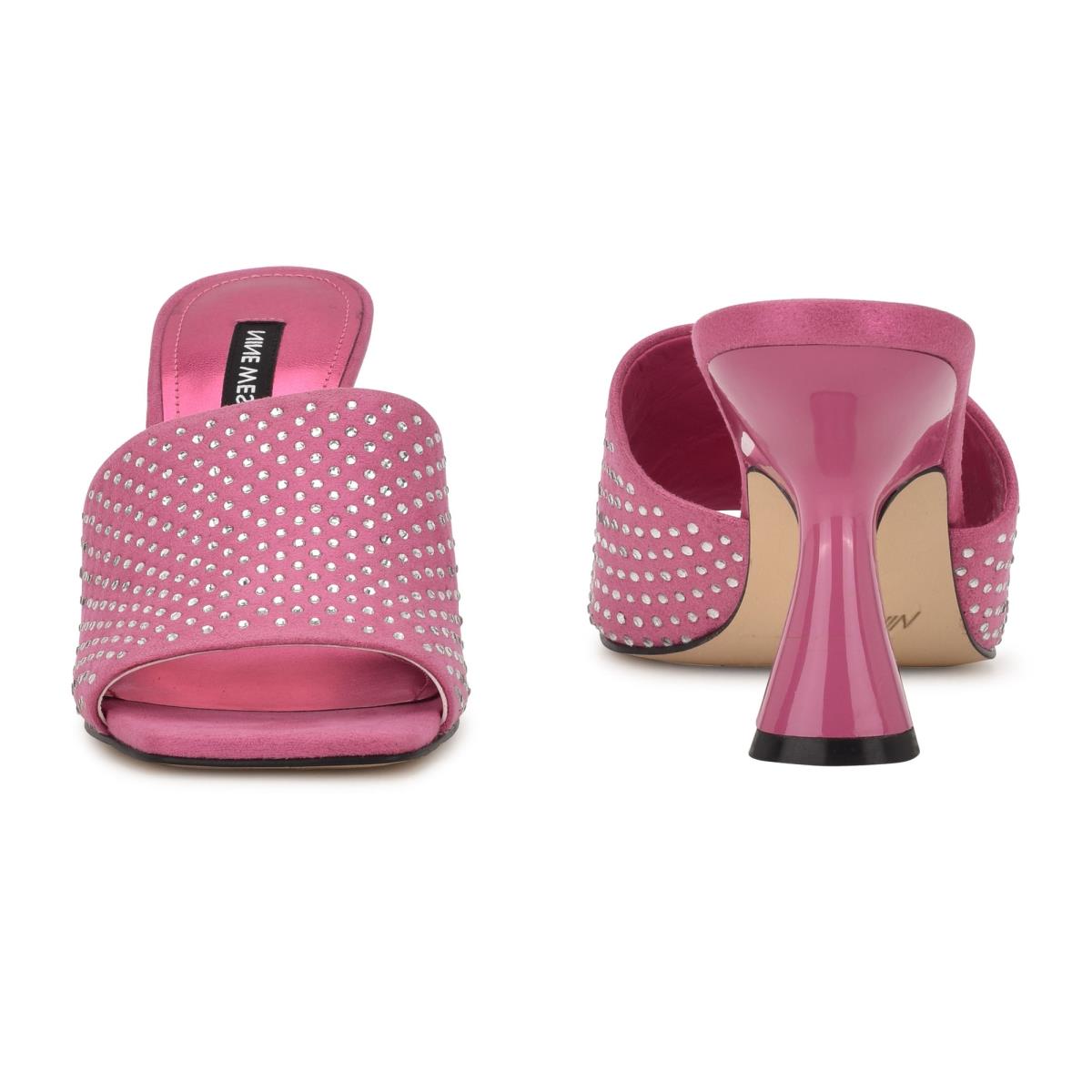 Women's Nine West Partie Heeled Slide Sandals Pink | PTVM05164