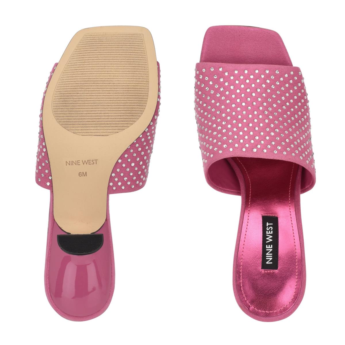 Women's Nine West Partie Heeled Slide Sandals Pink | PTVM05164