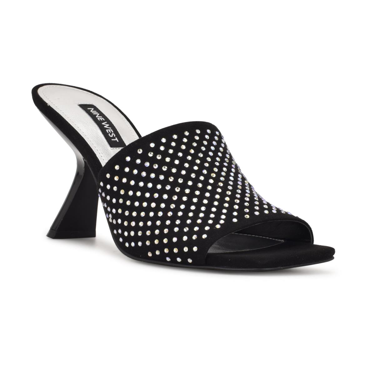 Women's Nine West Partie Heeled Slide Sandals Black | ZEQI18527