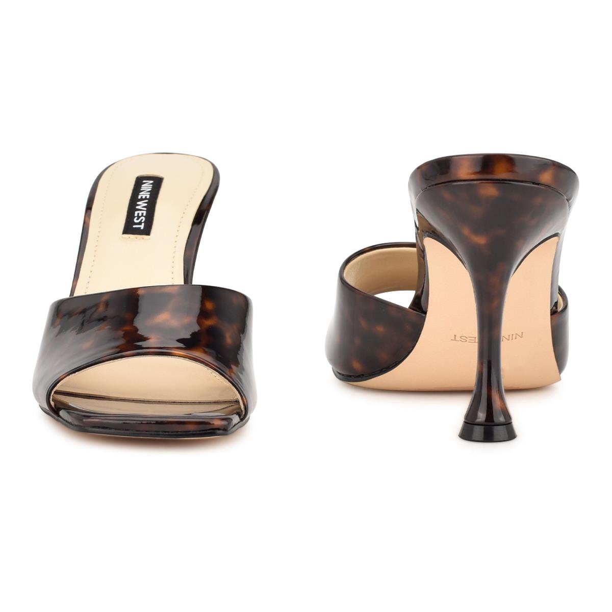 Women's Nine West Perfact Heeled Slide Sandals Coffee | CDGF62948