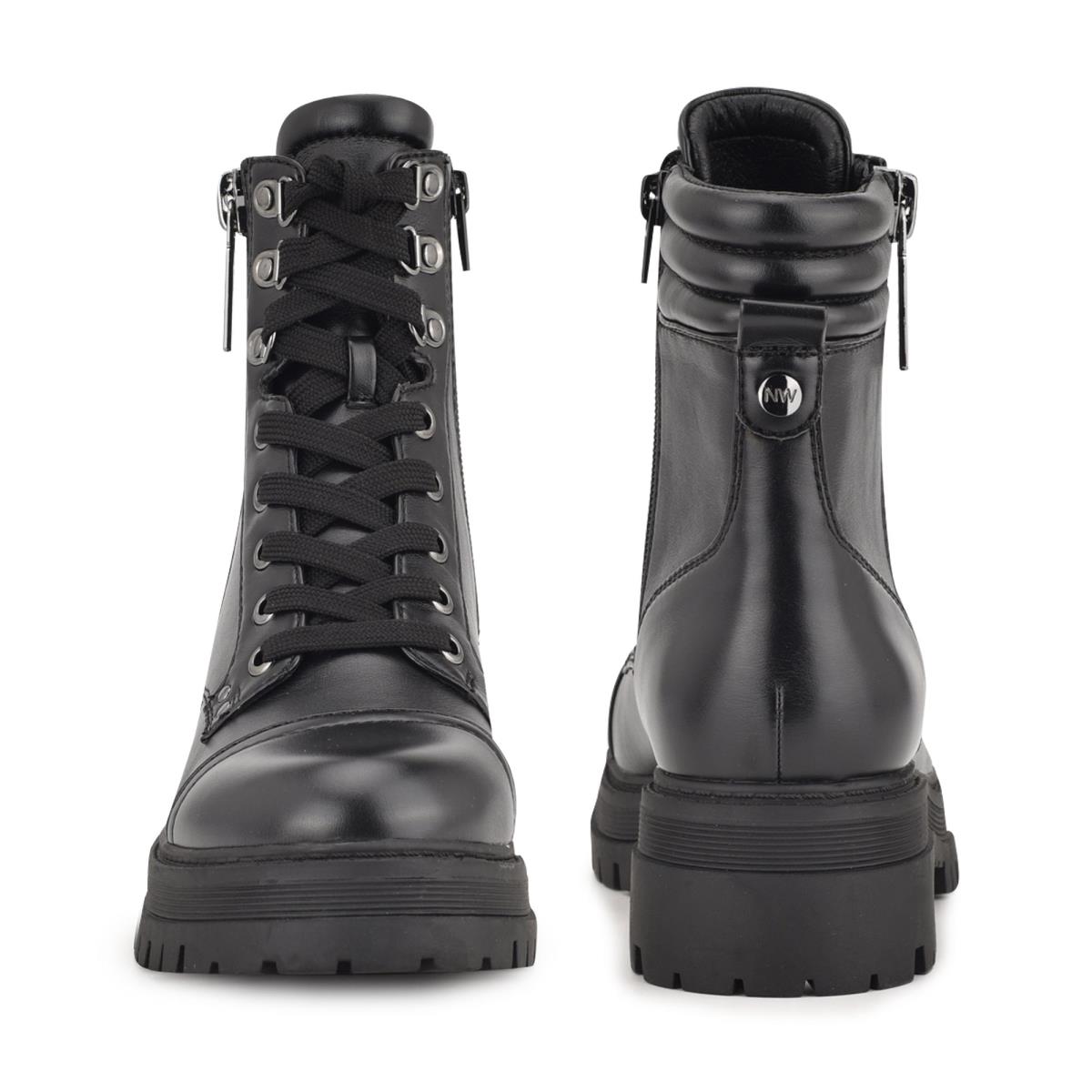 Women's Nine West Prinze Lug Sole Boots Black | PANV73140