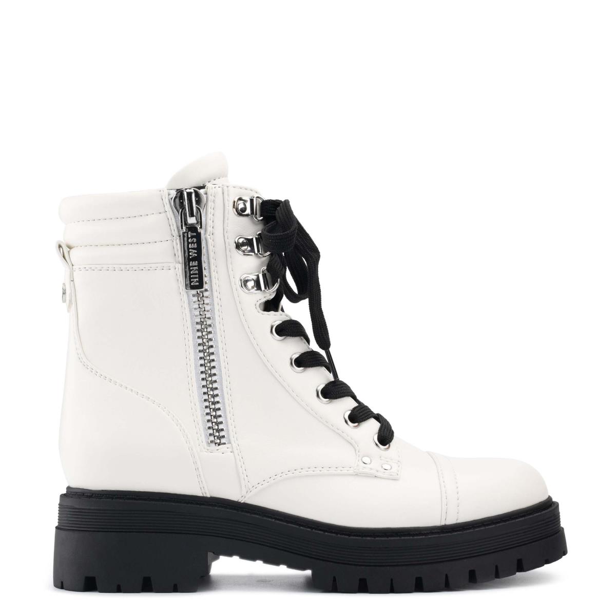 Women\'s Nine West Prinze Lug Sole Boots White | YZCJ37140