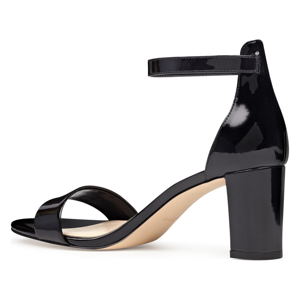 Women's Nine West Pruce Ankle Strap Block Heels Sandals Black | AEBF68193