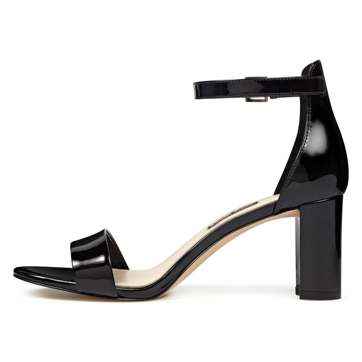 Women's Nine West Pruce Ankle Strap Block Heels Sandals Black | AEBF68193