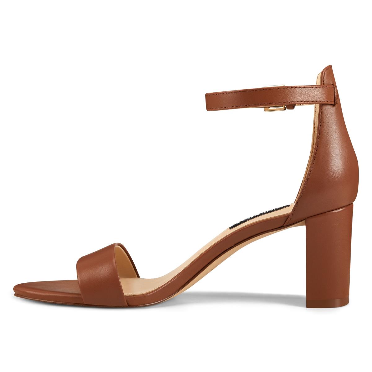 Women's Nine West Pruce Ankle Strap Block Heels Sandals Light Brown | PAYM08465