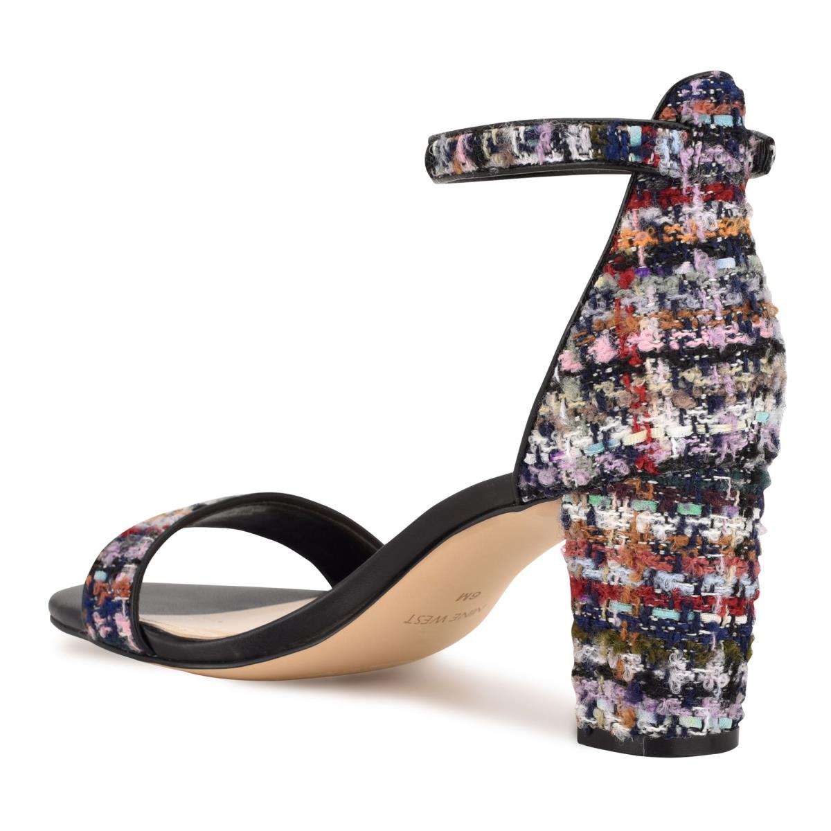 Women's Nine West Pruce Ankle Strap Block Heels Sandals Blue / Multicolor | TJDC42857