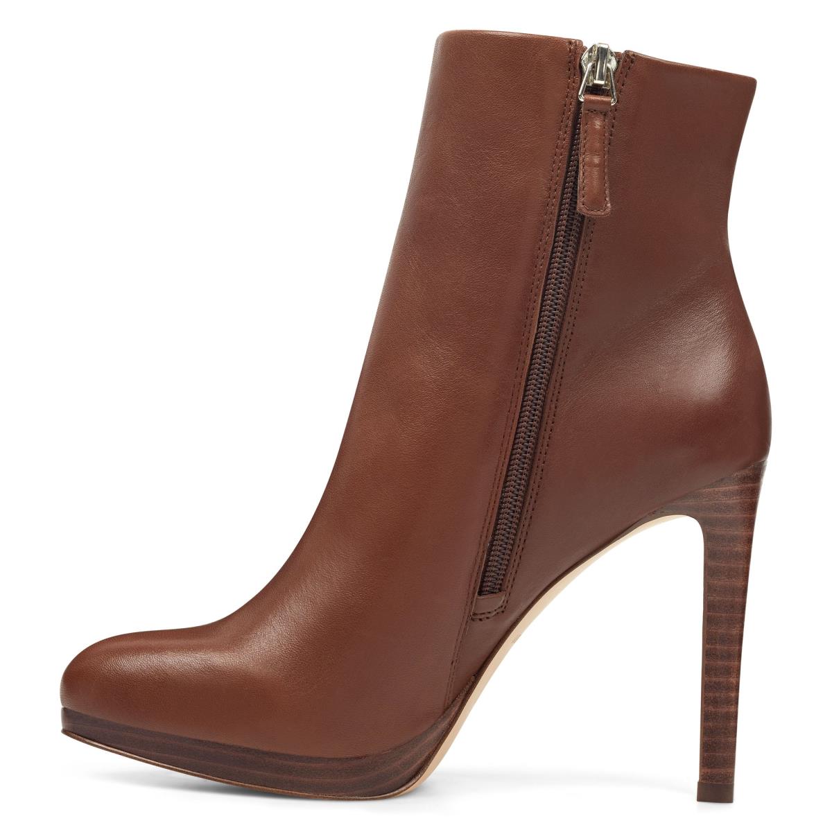 Women's Nine West Quanette Platform Booties Brown | VTRX82460