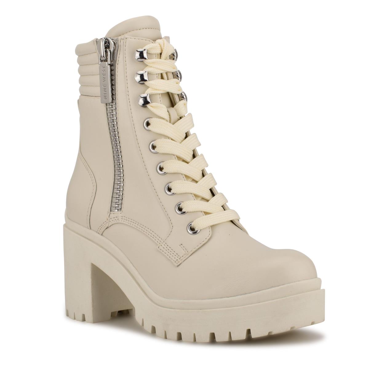 Women's Nine West Quiz Heeled Booties Beige | SPNZ42378