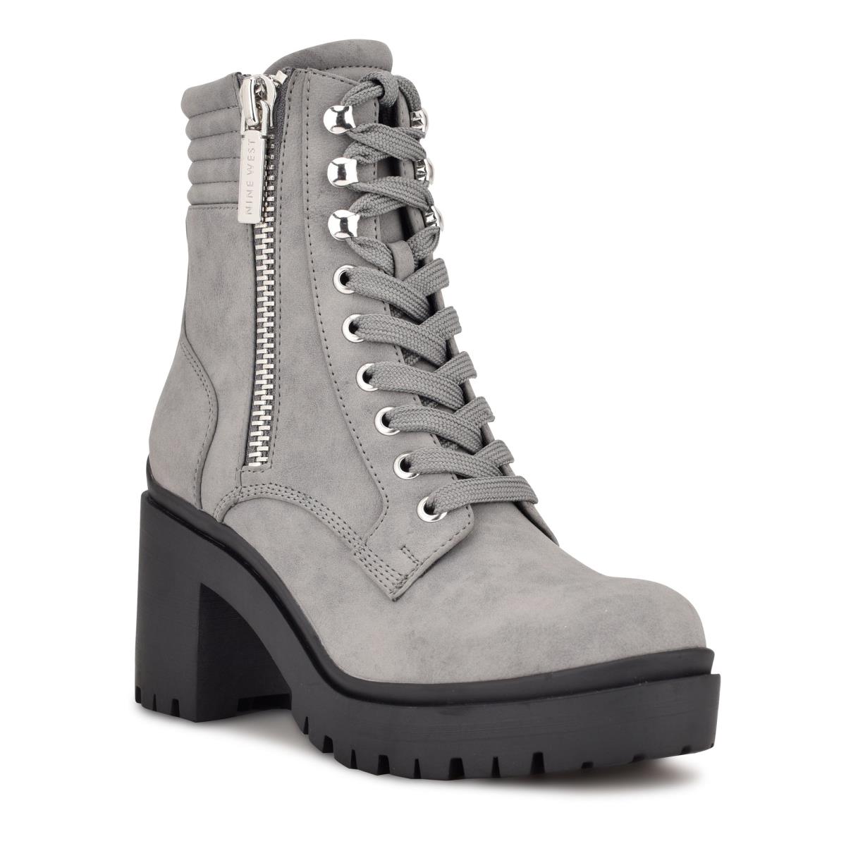 Women's Nine West Quiz Heeled Booties Grey | ROVI15036