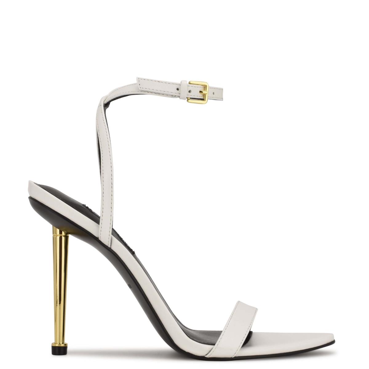 Women\'s Nine West Reina Ankle Strap Sandals White | OUKN27519