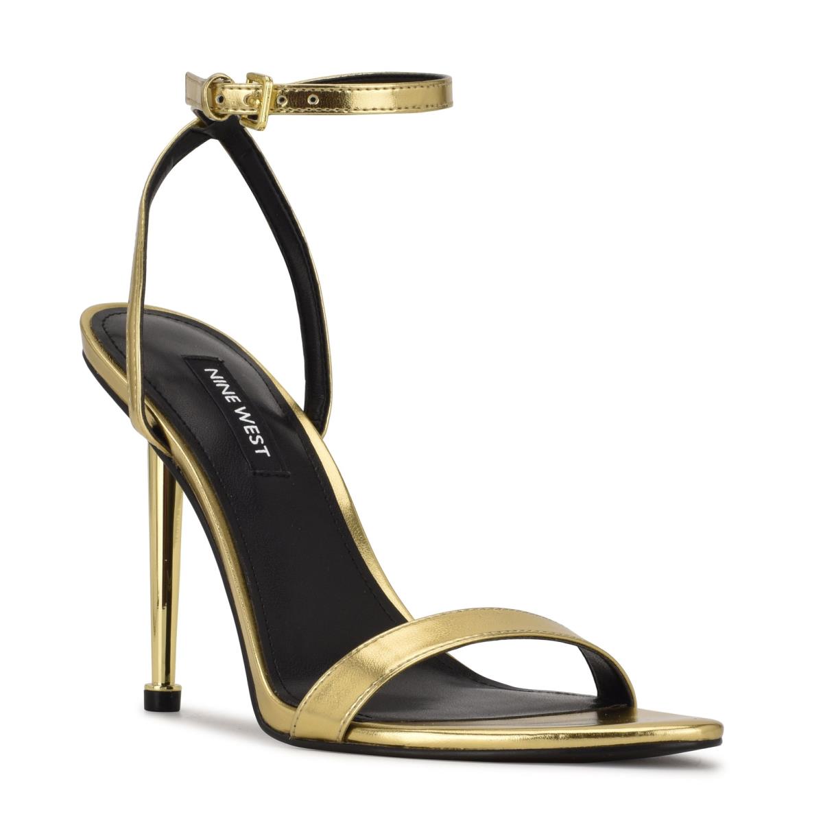 Women's Nine West Reina Ankle Strap Sandals Gold | YXNQ38951