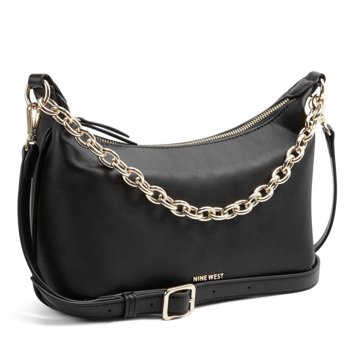 Women's Nine West Ronnie Top Zip Shoulder Bag Shoulder Bags Black | ZXCT07492