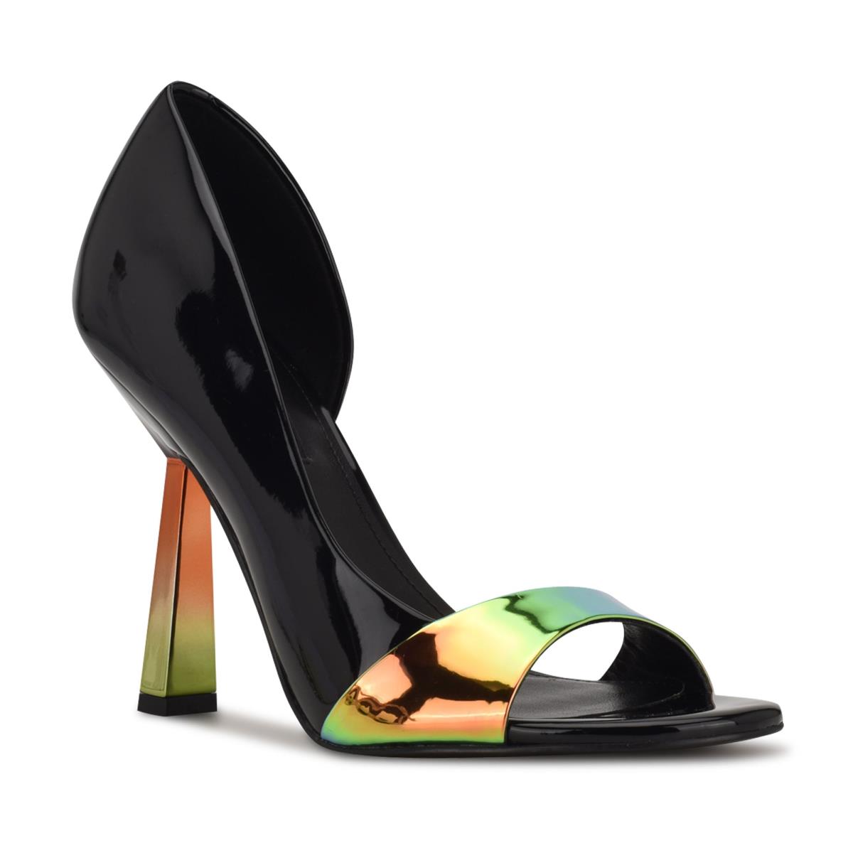 Women's Nine West Saidso Open Toe Pumps Black / Multicolor | UPDY28915