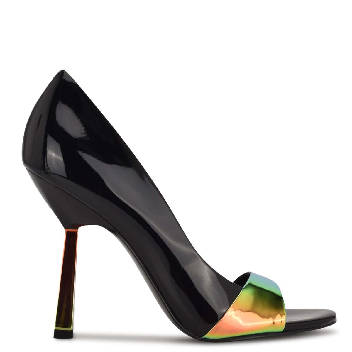 Women\'s Nine West Saidso Open Toe Pumps Black / Multicolor | UPDY28915