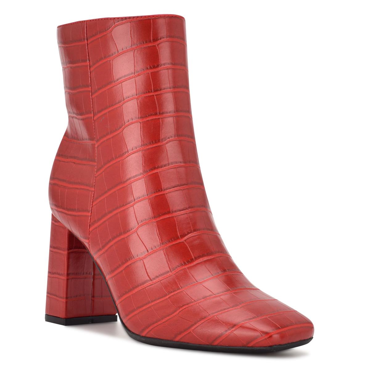 Women's Nine West Sardo 9x9 Heeled Booties Red | CERH90865