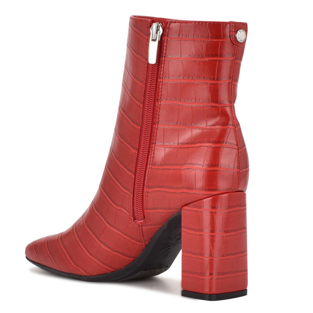 Women's Nine West Sardo 9x9 Heeled Booties Red | CERH90865