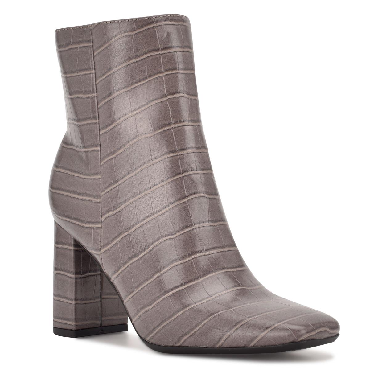 Women's Nine West Sardo 9x9 Heeled Booties Grey | TKYF10596