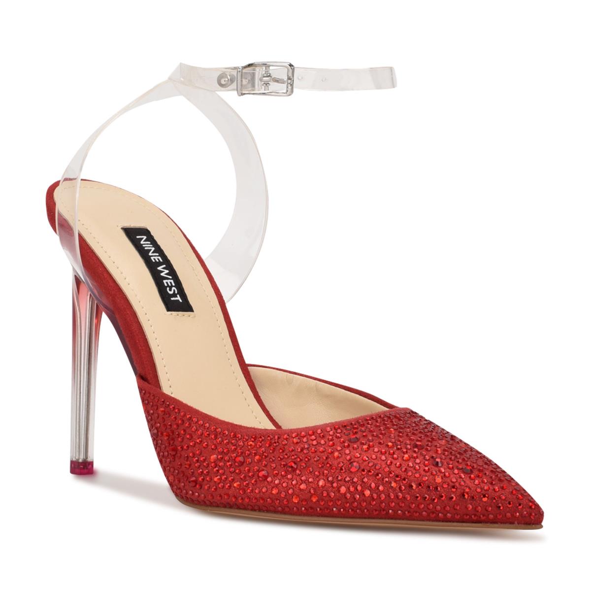 Women's Nine West Sparkel Ankle Strap Pumps Red | FMQC92564