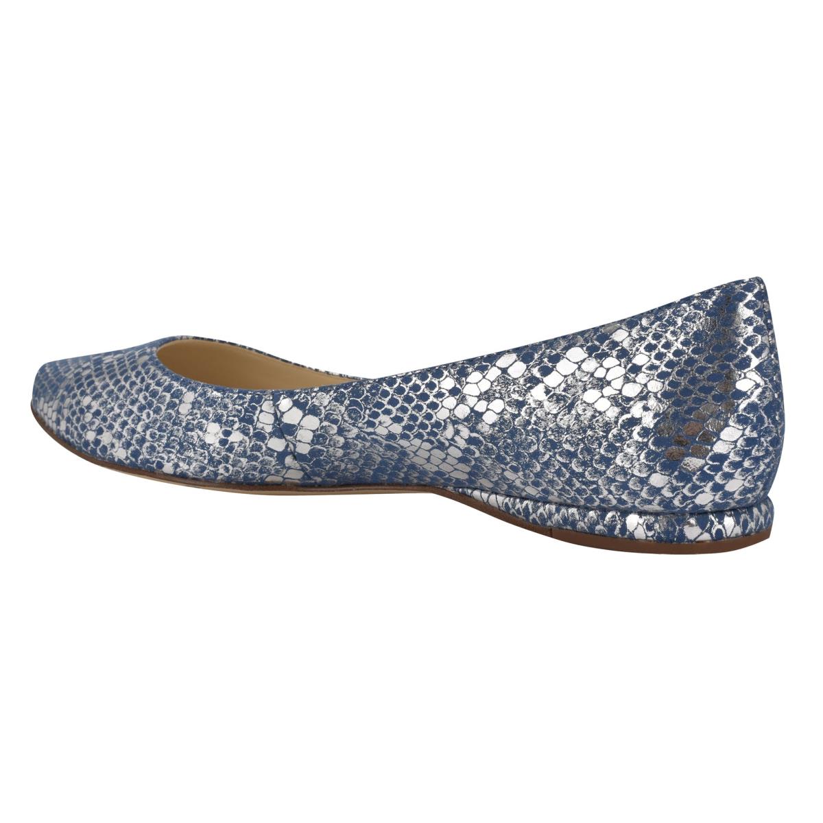 Women's Nine West Speakup Almond Toe Ballet Flats Blue / Snake | AHGT28053