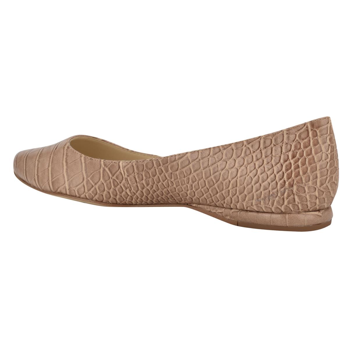 Women's Nine West Speakup Almond Toe Ballet Flats Apricot / Snake | CPBR63904