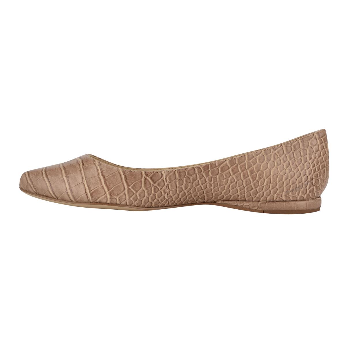 Women's Nine West Speakup Almond Toe Ballet Flats Apricot / Snake | CPBR63904