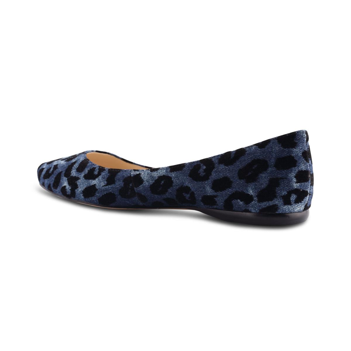 Women's Nine West Speakup Almond Toe Ballet Flats Blue Leopard | IXVJ19326