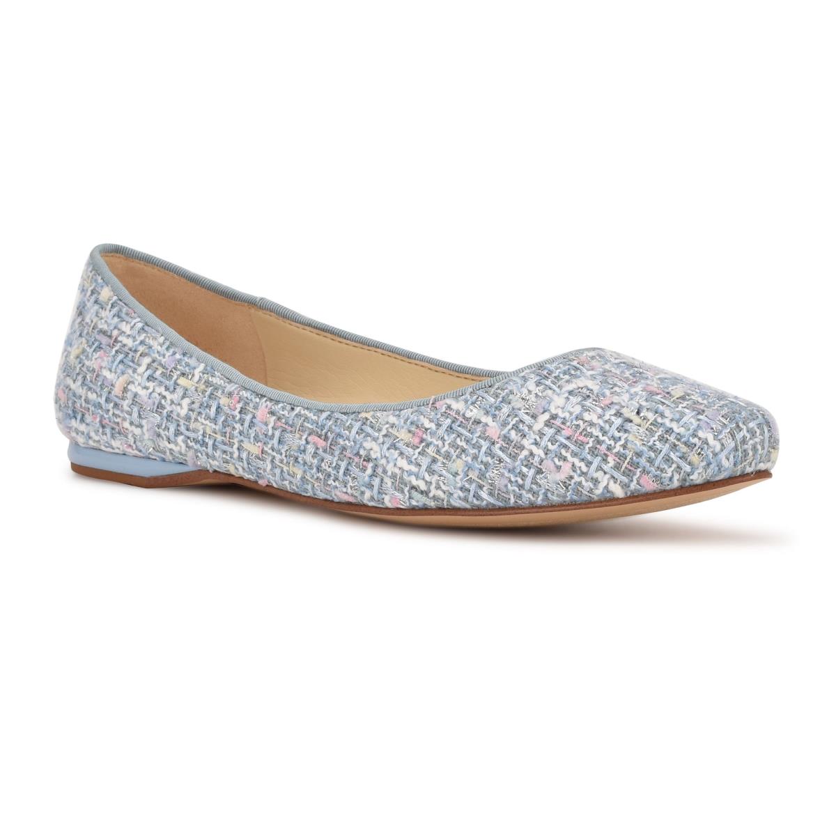 Women's Nine West Speakup Almond Toe Ballet Flats Light Blue | NCEF70538