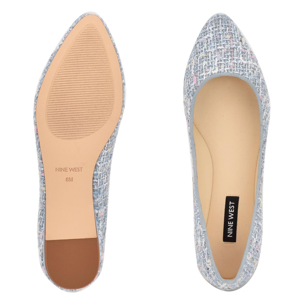 Women's Nine West Speakup Almond Toe Ballet Flats Light Blue | NCEF70538