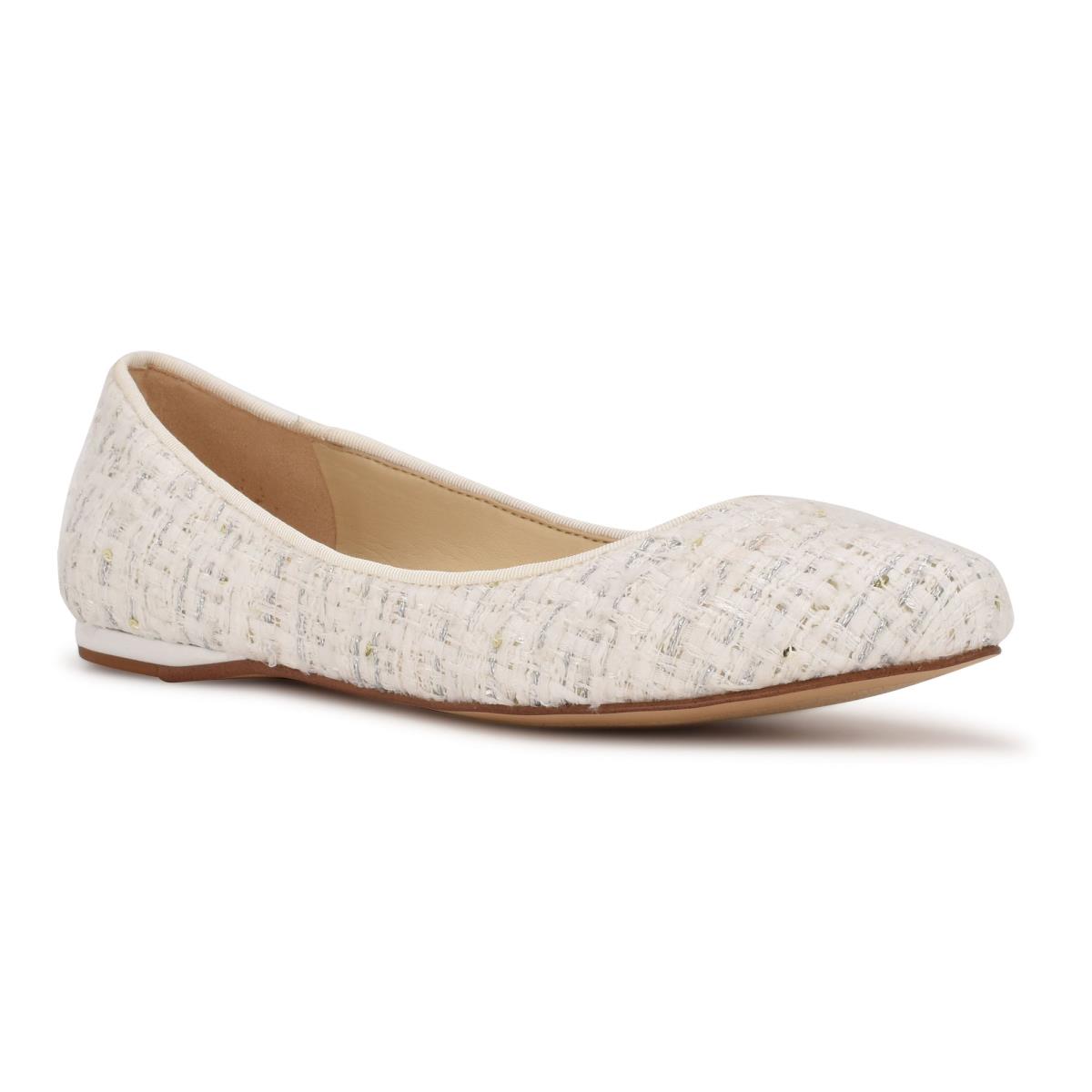 Women's Nine West Speakup Almond Toe Ballet Flats White | OEQS27640